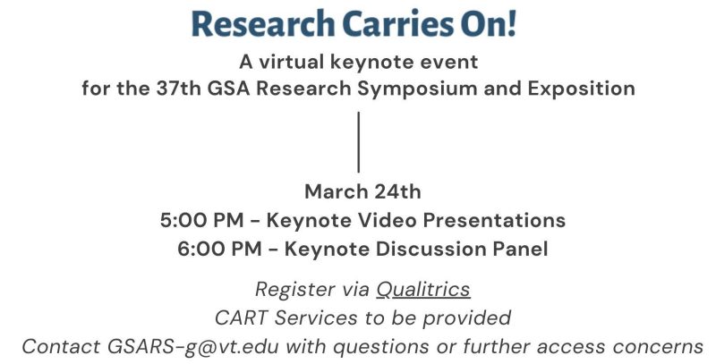 flyer for the speaker panel for the gsars images of alex haagaard, liz jackson, and lydia X.Z. brown (each smiling) are on a background of navy blue situated above the logo for the symposium