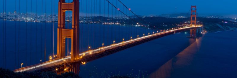 an evening image of the golden gate bridge in San Francisco